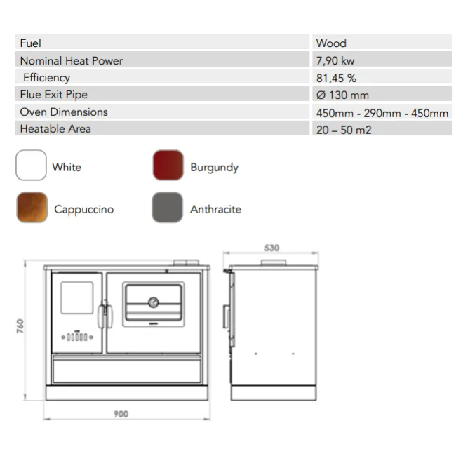 Дровяная печь с варочной поверхностью и духовым шкафом Hosseven 4020