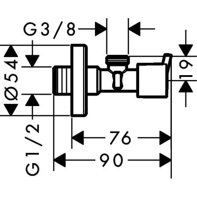 Вентиль угловой hansgrohe S G ½ / G ⅜, 13901000