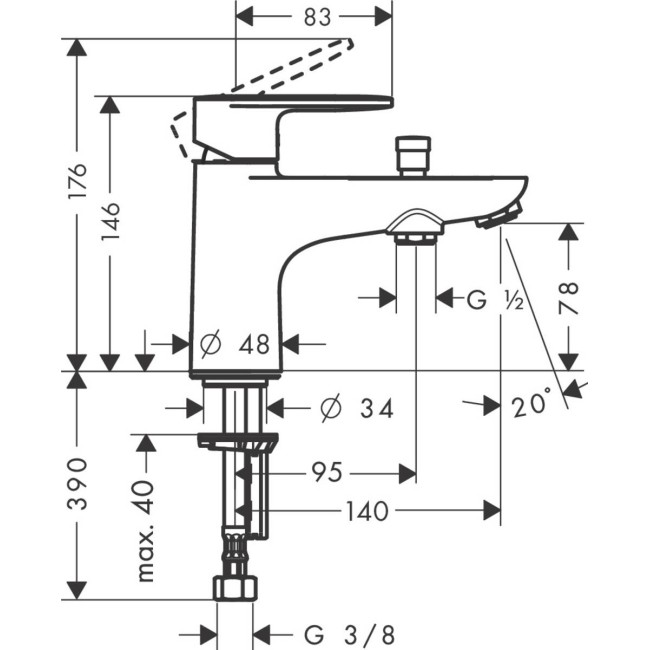 Смеситель hansgrohe Vernis Blend для ванны, хром 71444000