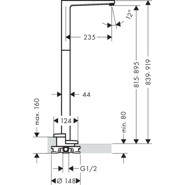 Излив hansgrohe Metropol для ванны, напольный, хром 32531000