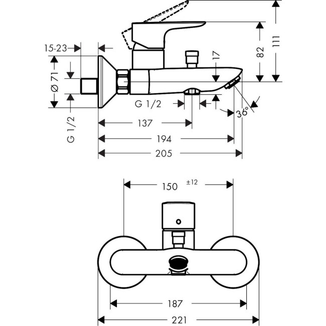 Змішувач hansgrohe Talis E для ванны, золото 71740990