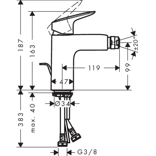 Смеситель hansgrohe Logis для биде 71200670 черный матовый