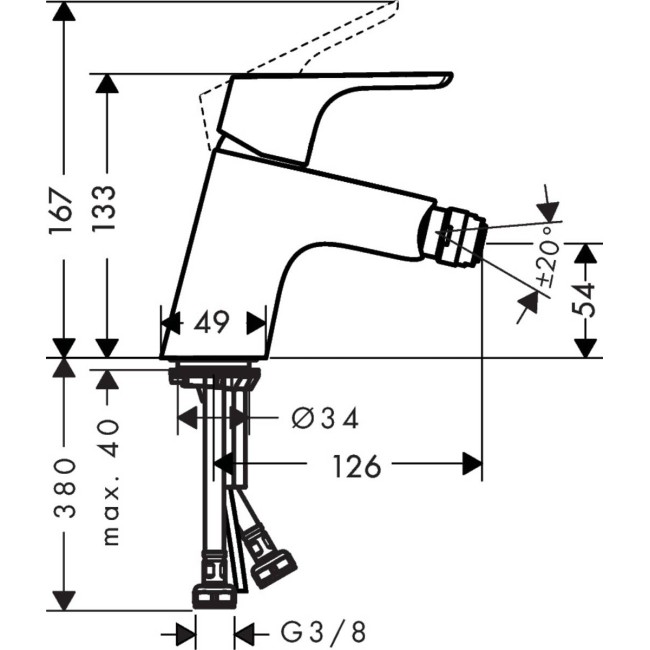 Змішувач hansgrohe Focus push-open для біде 31922000 хром