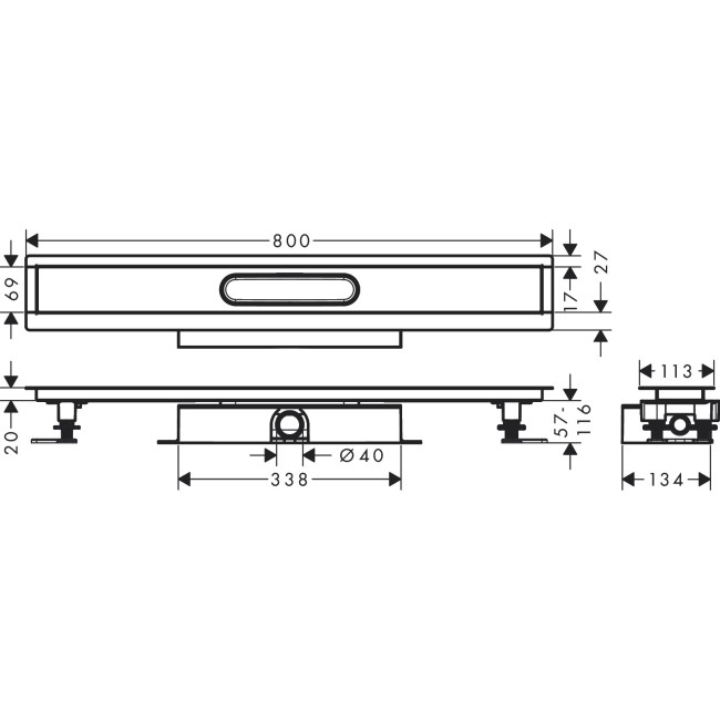 Монтажный комплект для каналов hansgrohe Ø40 uBox Universal 800 мм 56018180