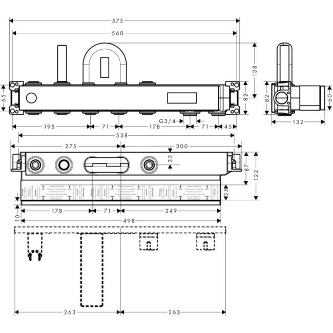 Скрытая часть hansgrohe RainSelect для ванны с 2 потребителями 15314180