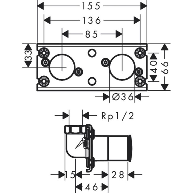 Скрытая часть hansgrohe Rainfinity для Showerpipe 360 1jet, хром 26840180