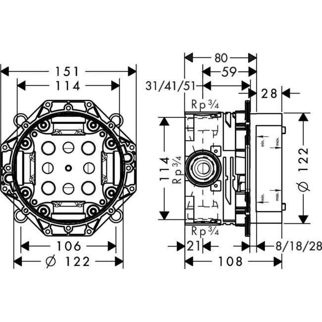 Монтажная коробка Hansgrohe Ibox Universal 01800180
