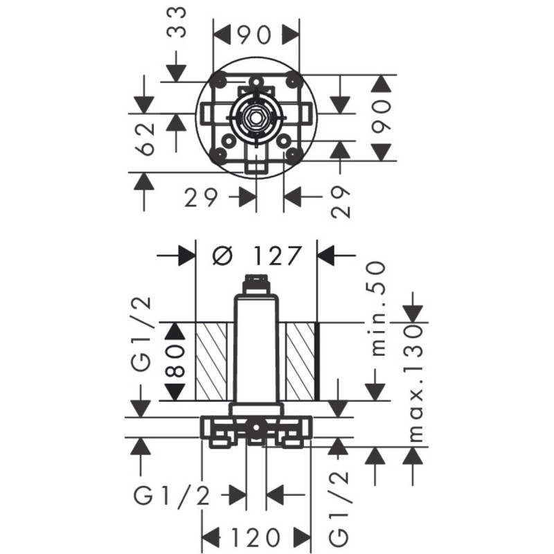 Прихована частина hansgrohe Rainmaker Select 460 верхнего душа 24010180