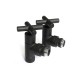 Кран угловой для полотенцесушителей Raftec Premium 1/2x1/2, черный муар, 2шт.