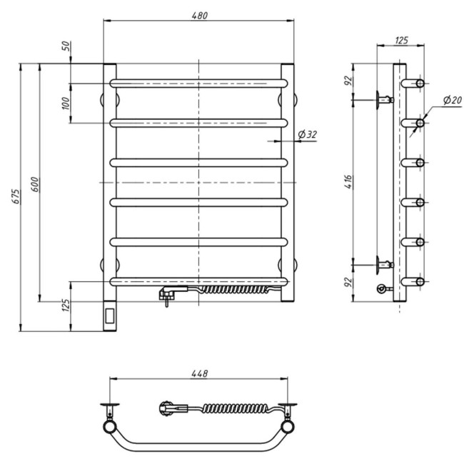 Полотенцесушитель Блюз 480х600 Sensor правый с таймером 10-006033-4860