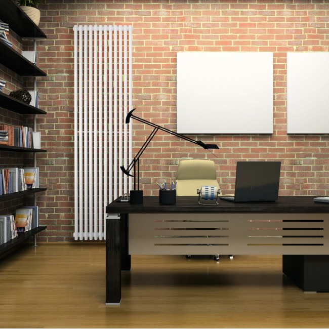 Дизайнерський вертикальний радіатор Praktikum 1800×463, нижнє підк., білий