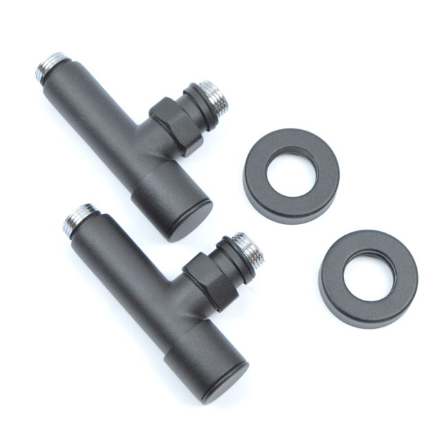 Кран угловой для полотенцесушителей Raftec 1/2"х1/2" удлиненный, чёрный, 2шт.