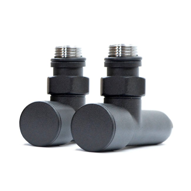 Кран угловой для полотенцесушителей Raftec 1/2"х1/2" удлиненный, чёрный, 2шт.