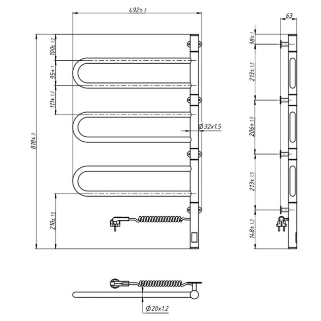 Полотенцесушитель Fouette 480х800 Sensor с таймером, белый 12-112033-4880