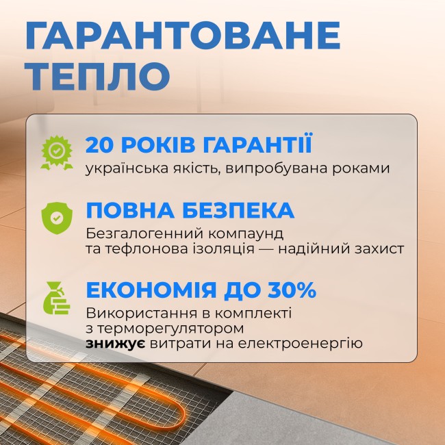 Кабель нагревательный NAVIN HaloClear 18/175, теплый пол электрический, 0.9 - 1.2 м²