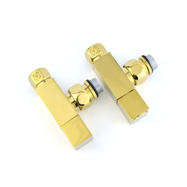 Кран угловой для полотенцесушителей Raftec Quadro 1/2x1/2", золото, 2шт.