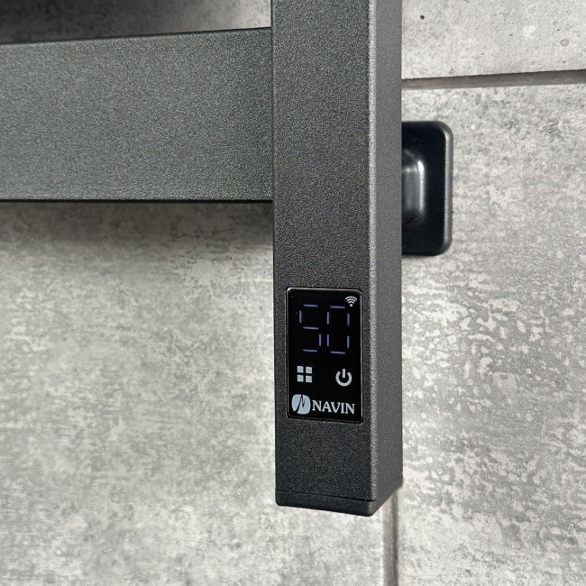 Електрична рушникосушка NAVIN Largo 1100х500 Sensor з Wi-Fi, широка правобічна, чорний муар