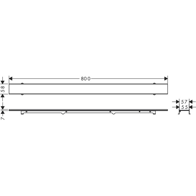 Зовнішня частина зливу hansgrohe для душу 800 мм RainDrain Rock 56031000 для облицювання плиткою