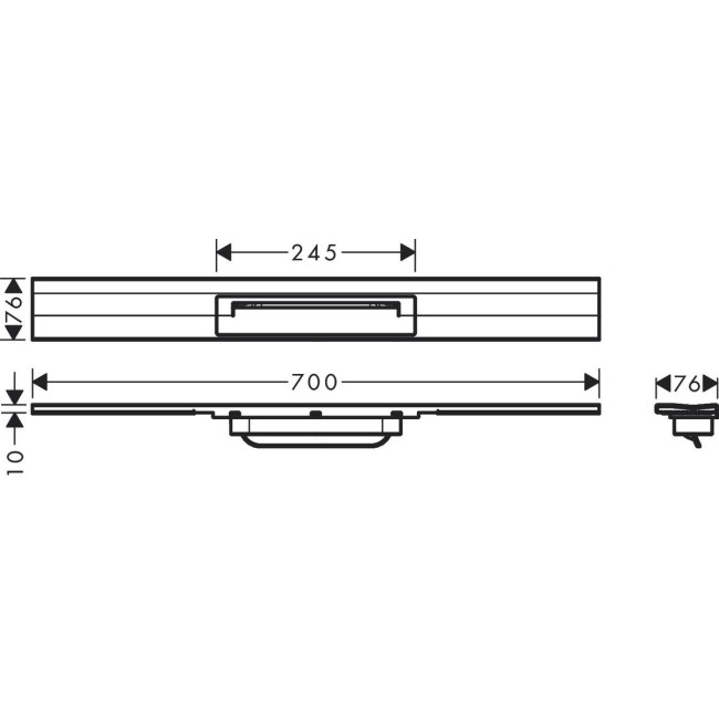 Внешняя часть слива hansgrohe для душа 700 мм RainDrain Flex Wall 56050800 нержавеющая сталь