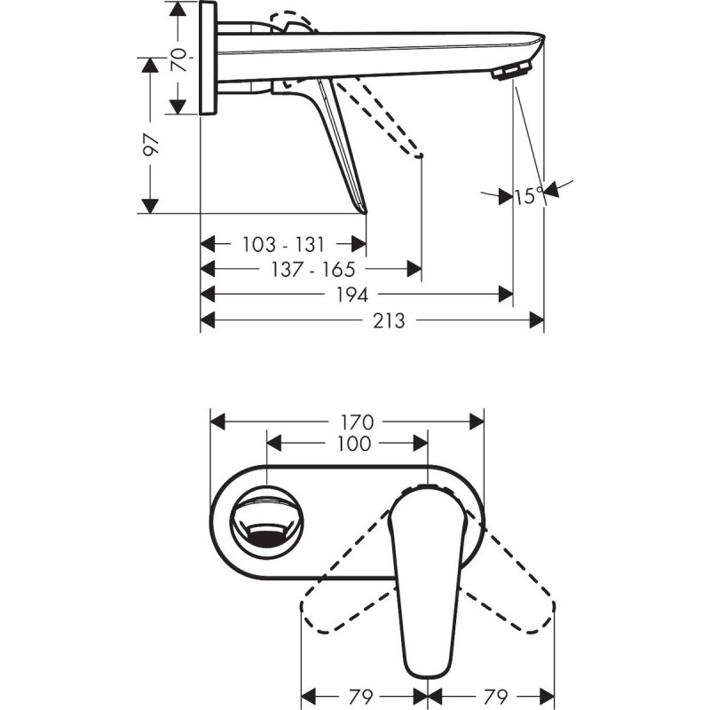 Змішувач hansgrohe Novus для раковини настінний, хром 71127000