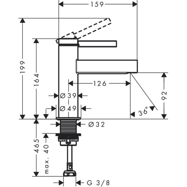 Смеситель hansgrohe Finoris 76013000 для холодной или предварительно смешанной воды, без сливного гарнитура, хром
