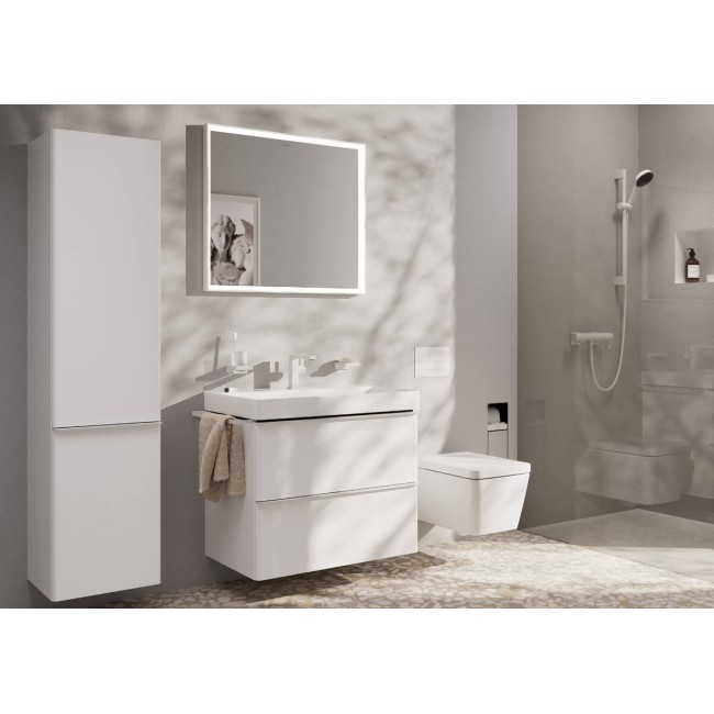 Змішувач hansgrohe Tecturis E CoolStart EcoSmart+, з донним клапаном push-open, білий матовий 73020700