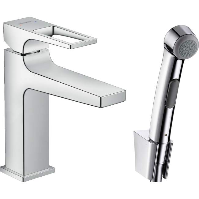 Смеситель hansgrohe Metropol для раковины с гигиеническим душем 74522000