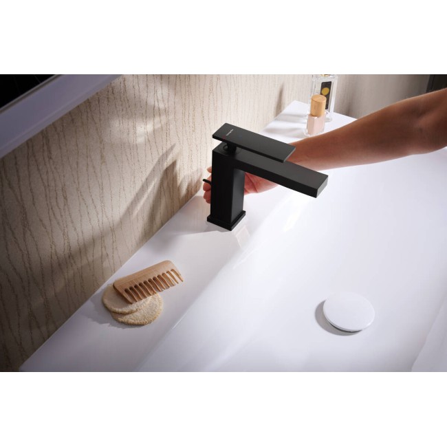Смеситель hansgrohe Tecturis E для раковины без сливного гарнитура, только для холодной воды, черный матовый 73013670
