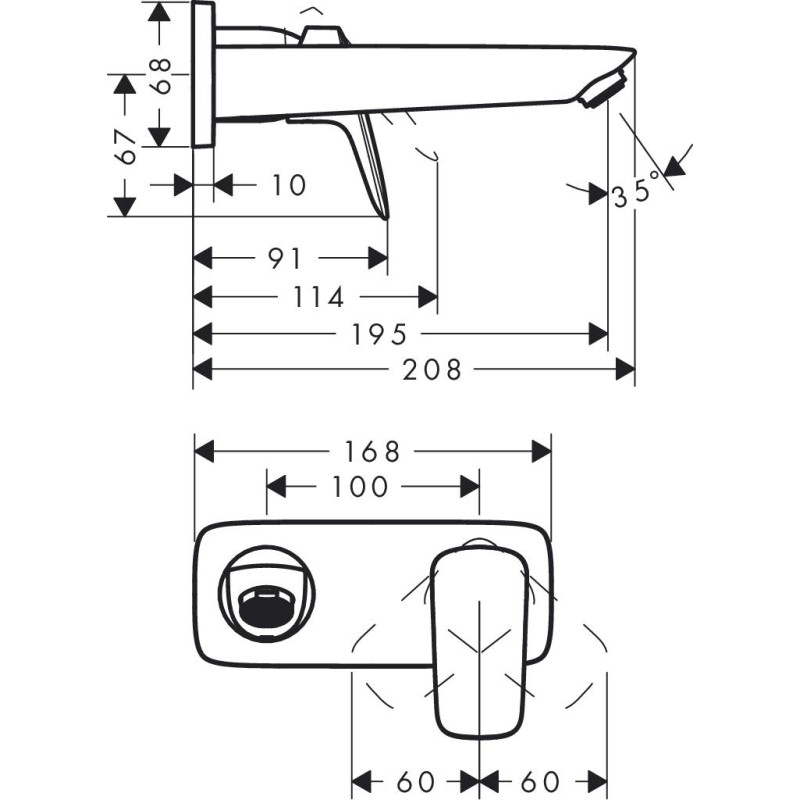 Змішувач hansgrohe Logis для раковини настінний, хром 71220000