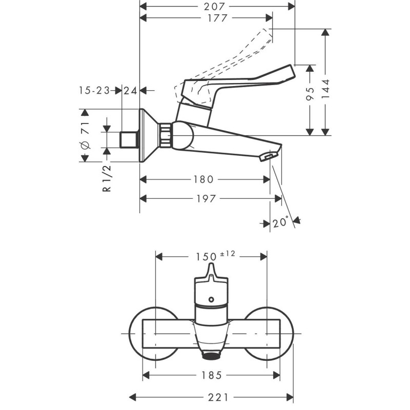 Змішувач hansgrohe Focus для раковини, настінний, хром 31913000