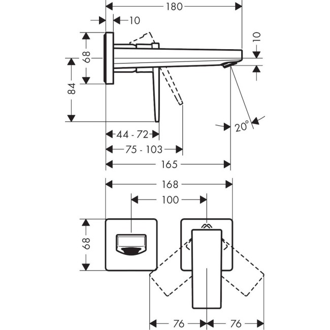 Смеситель hansgrohe Metropol для раковины настенный, хром 32525000