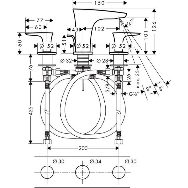Змішувач hansgrohe PuraVida для раковини 15063000