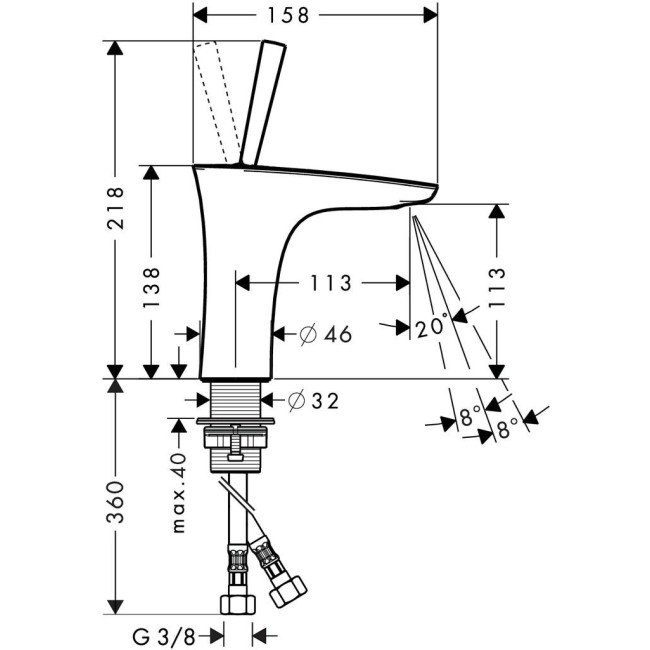 Змішувач hansgrohe PuraVida для раковини із зливним клапаном Push-Open, хром 15070000 (розпродаж)