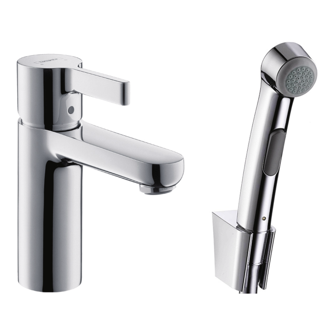 Смеситель hansgrohe Metris S для раковины с гигиеническим душем, хром 31160000