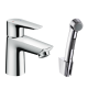 Змішувач hansgrohe Talis E із зливним клапаном Push-Open для раковини з гігієнічним душем, хром 71729000