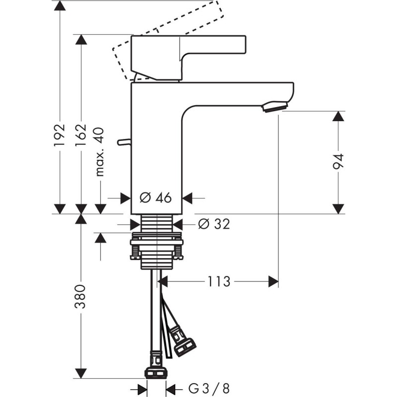 Змішувач hansgrohe Metris S 100 LowFlow з донним клапаном 31016000