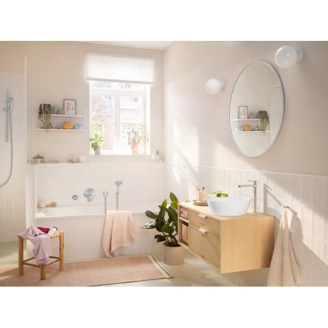 Змішувач hansgrohe Rebris S CoolStart EcoSmart+ для раковини зі зливним гарнітуром, хром 72590000