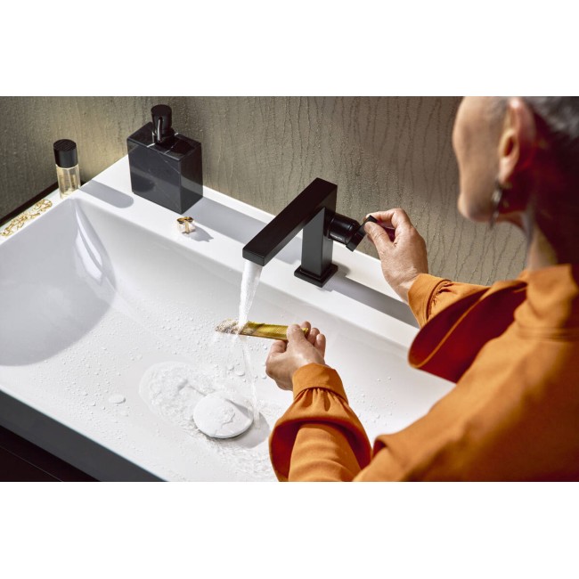 Смеситель hansgrohe Tecturis E CoolStart EcoSmart+ для раковины без сливного гарнитура, черный матовый 73021670