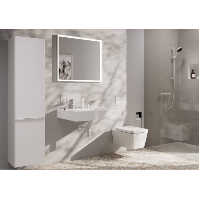 Смеситель hansgrohe Tecturis E для раковины с сливным гарнитуром, белый матовый 73030700