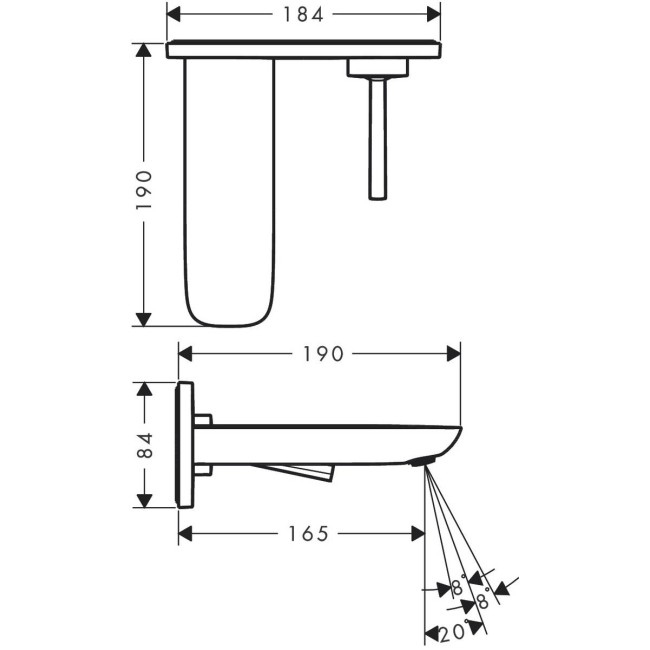 Змішувач hansgrohe PuraVida для раковини настінний, білий / хром 15084400