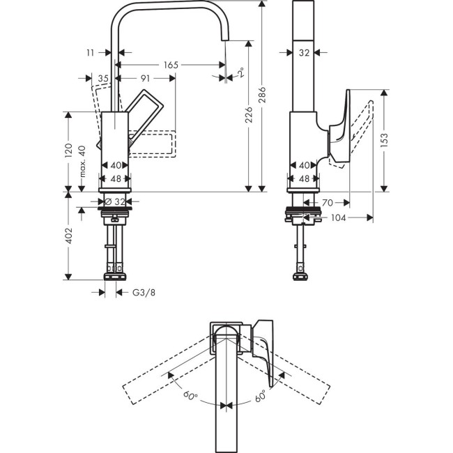 Змішувач hansgrohe Metropol для раковини з зливним клапаном Push-Open 74511000