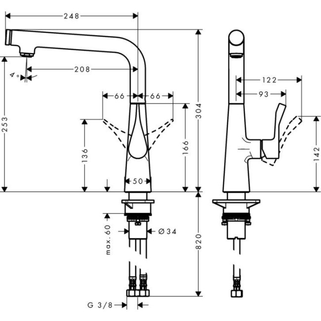 Змішувач hansgrohe Metris Select для кухонної мийки 14847000 хром