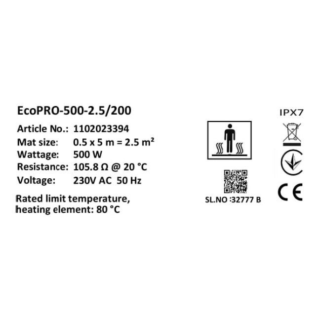 Мат нагревательный в комплекте Atlantic Nevada Profi EcoPRO-500-2.5/200 W/m2