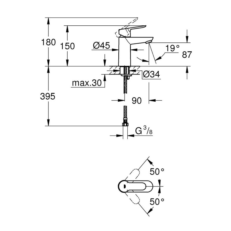 Grohe BauEdge Смеситель однорычажный для раковины S-Size (23330000) Grohe BauEdge Смеситель однорычажный для раковины S-Size (23330000)