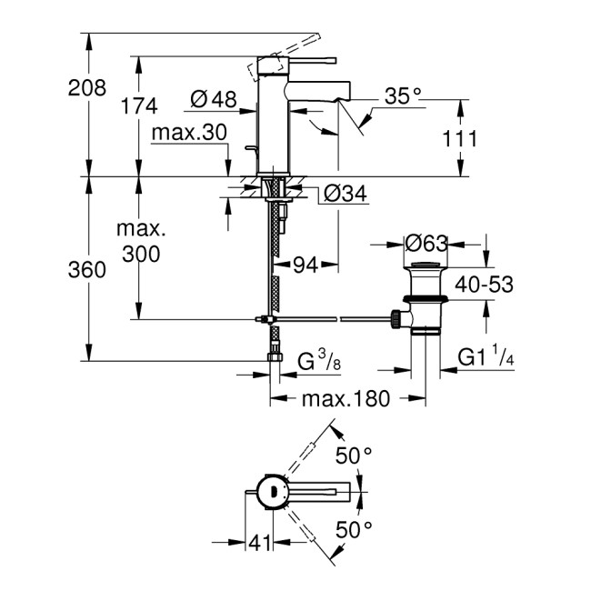 Grohe Essence Смеситель однорычажный для раковины S-Size (32898001)