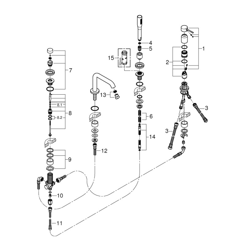 Grohe Essence Смеситель однорычажный для ванны на 4 отверстия (19578001)