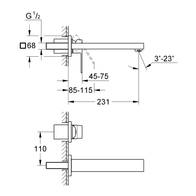 Grohe Eurocube Смеситель для раковины на два отверстия M-Size (23447000)