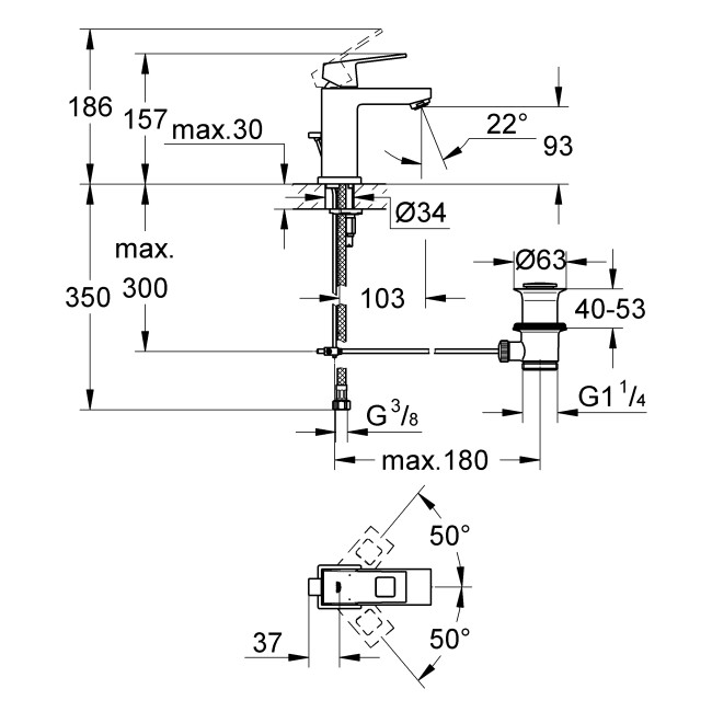 Grohe Eurocube Смеситель однорычажный для раковины S-Size (2312700E)