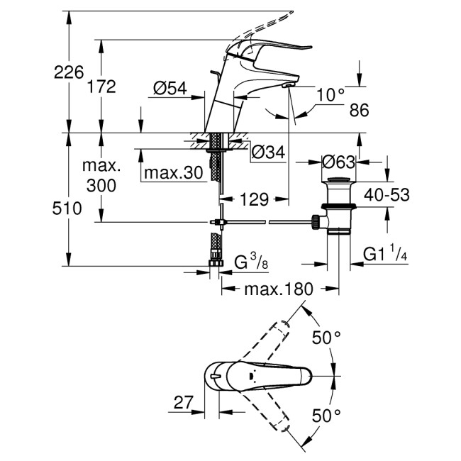 Grohe Euroeco Speсial Змішувач одноважільний для раковини (32766000)