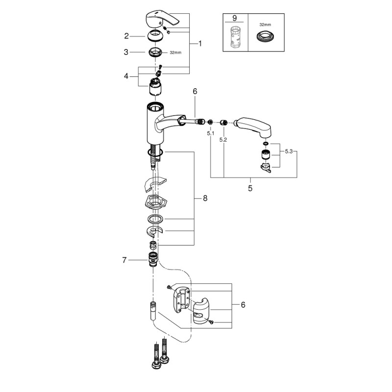 Grohe Eurosmart Смеситель однорычажный для мойки (30305DC0)